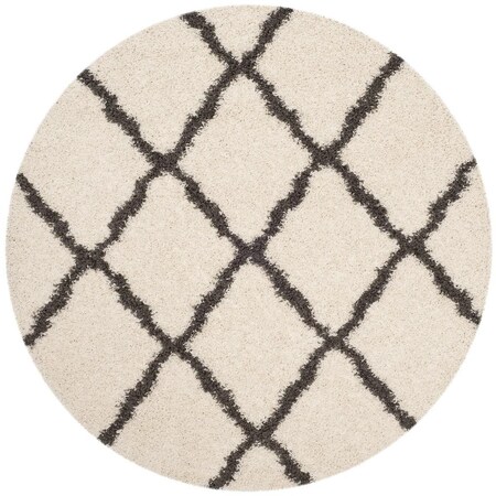 Safavieh 4 x 4 ft. SGD-Dallas Shag Power Loomed Round Area Rug; Ivory & Dark Grey SGDS257H-4R